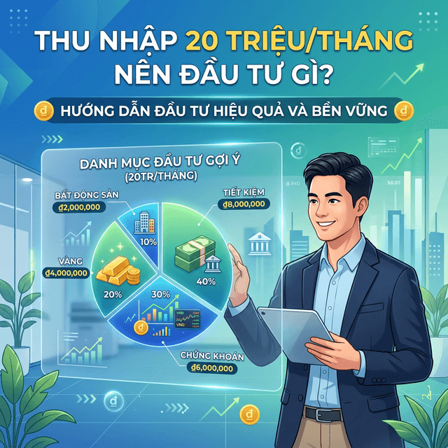 Thu nhập 20 triệu nên đầu tư gì: biểu đồ phân bổ tài sản